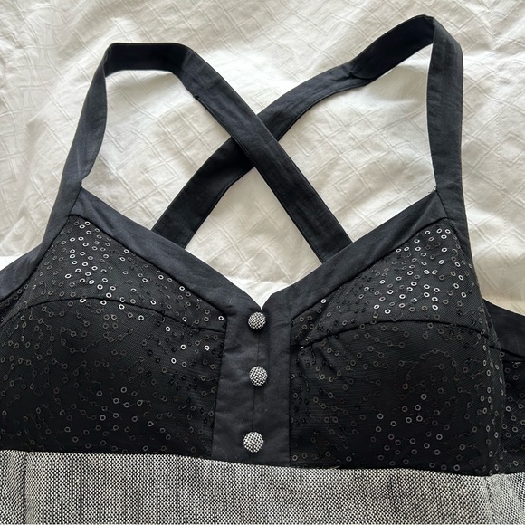 NWT Black & White & Sequin Bodice Dress - Picture 3 of 9